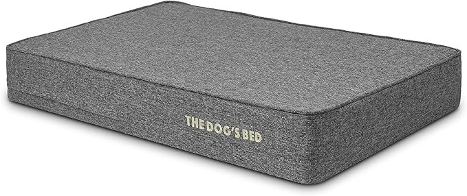 The Dog’s Bed Orthopedic Memory Foam Dog Bed, Large Grey Linen 40x25, Pain Relief for Arthritis, Hip & Elbow Dysplasia, Post Surgery, Lameness, Supportive, Calming, Waterproof Washable Cover