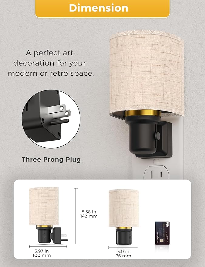 L LOHAS LED Bright Night Lights Plug into Wall, Plug in Night Light Dimmable, Daylight White, Decorative Nightlights Plug in Wall, Light Sensor, Linen Fabric Nightlight for Hallway Kitchen, 2 Pack