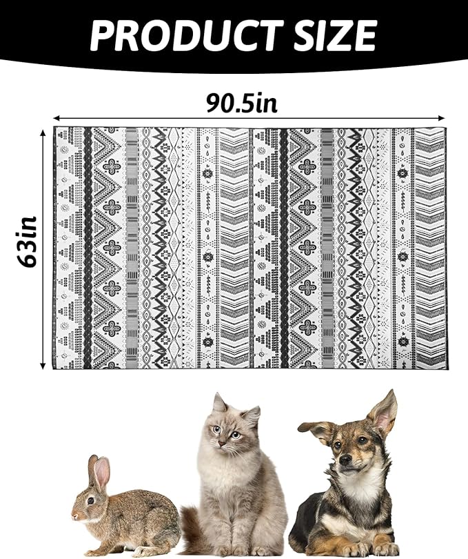 BNOSDM 91" X 63" Extra Large Cage Liners for Rabbits Washable Rabbit Pad Large Bunny Mat Anti Slip Rug for Bunnies, Pet Carpet for Chinchillas Cats Guinea Pigs Ferrets Dogs