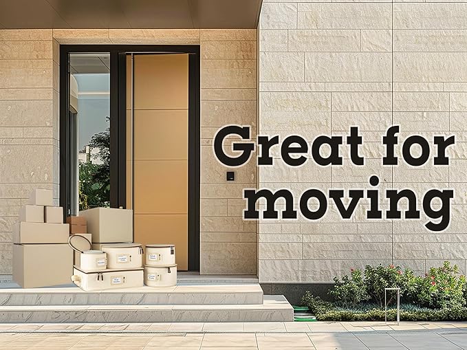 Hard Shell China Storage Containers 5-Piece Set Moving Boxes for Dinnerware, Glasses, Plates, Mugs and Saucers Sturdy Dish Organizer with Dividers for Seasonal Storage - Service for 12 - Beige Quilted