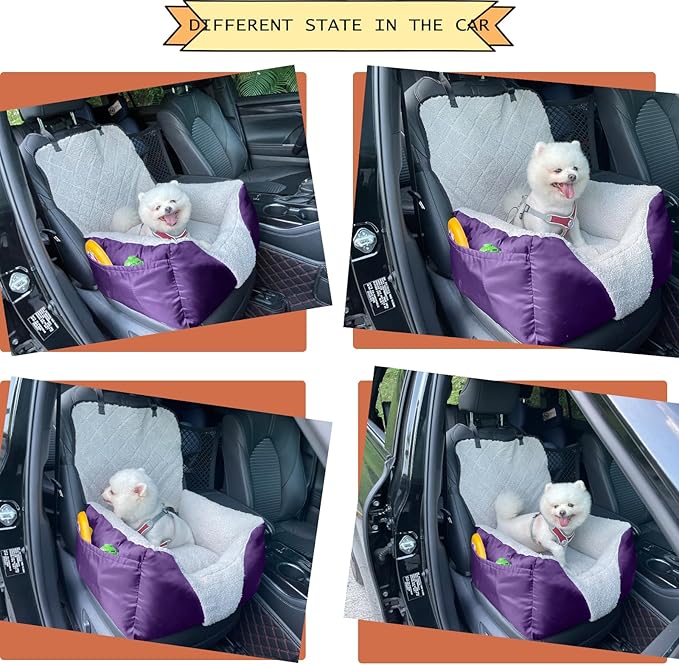 Car Seat Suitable for Small Dogs, Pet CarSeat with Storage and Clip-On Safety Tether, Fully Removable and Washable Dog Car Seat, Dogs Booster Seat Suitable Small Medium Dog