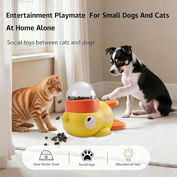 Duck Treat Dispenser for Dogs to Train Problem-Solving Skills,Dog Slow Feeder Puzzle Toy Prevents Bloating,Interactive Treat Dispensing Toy for Medium and Small Cats,Dogs,Other Pets