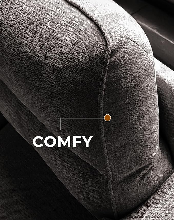 71.25" Modern Sofa Couch for Living Room, Deep Seat Sofas with 8” Cushion, Comfy 2-Seater Chenille Loveseat with Convertible Armrest, Removable Sofa Cover, High Leg (Dark Gray)