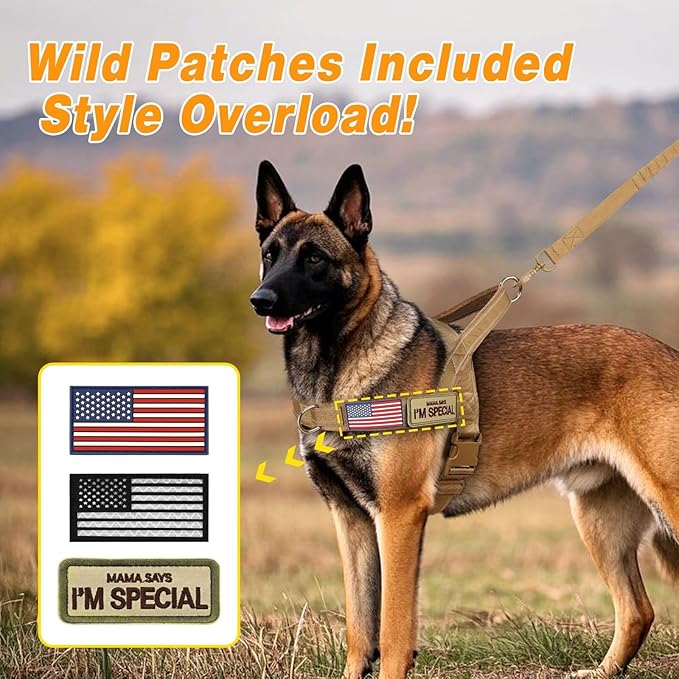 Forestpaw No Pull Dog Harness with Flannel Lining, Reflective Escape Proof Vest for Large Dogs, Quick Release Comfortable for Walking Training (Includes Patches),Brown L