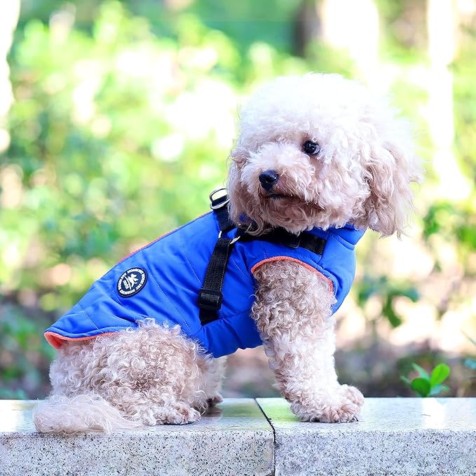 Norbi Dog Winter Coat With Built-in Harness - Adjustable Warm Jacket for Small, Medium, Large Dogs in Cold Weather