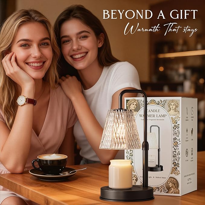 Candle Warmer Lamp with Timer โ Dimmable Wax Warmer for Room Decor, Height Adjustable Candle Lamp for Mom Christmas Gifts, Birthday Gifts for Women, House Warming Gifts for New Home Decor with 2 Bulbs