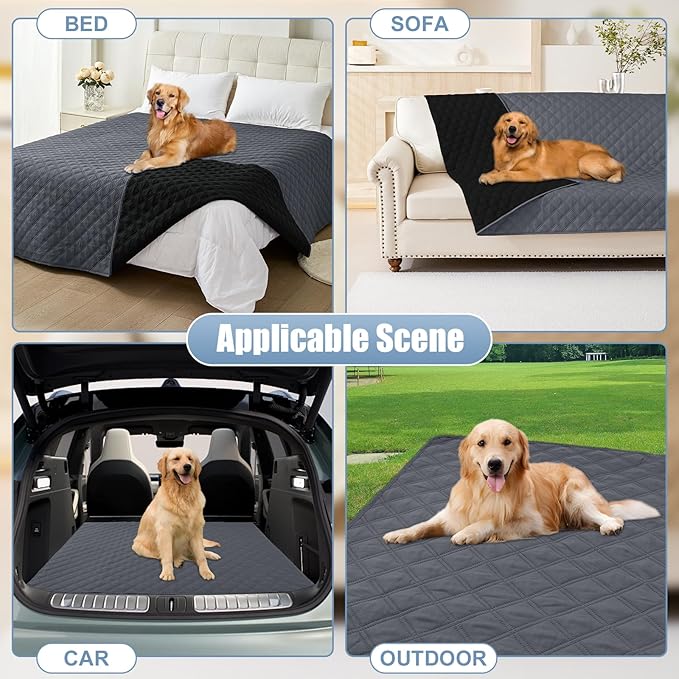 Smiry Waterproof Dog Blanket, Reversible Dog Bed Cover Pet Blanket, Soft Pet Couch Covers for Sofa Washable, Bed Couch Sofa Furniture Protector for Puppy Cat Kids (30"x90", Dark Grey/Black)