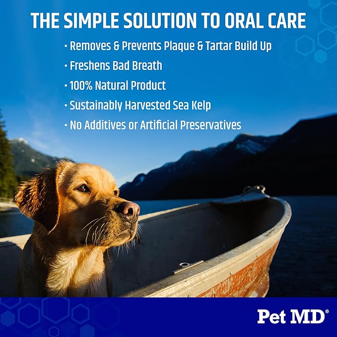 Pet MD Proden PlaqueOff Dog Teeth Cleaning Dental Care Powder - Oral Care Supplement for Dogs - Reduce Bad Breath, Tartar, & Plaque - 60g