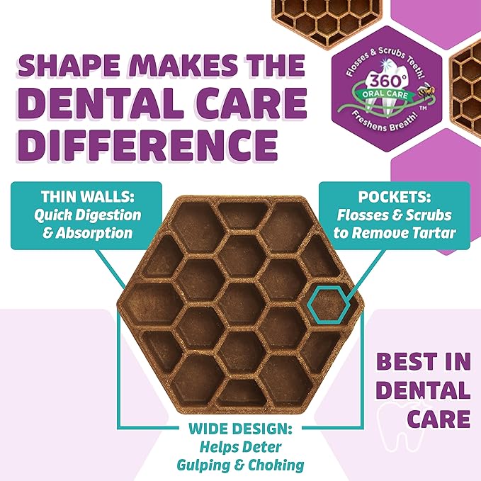 Yummy Combs Dog Dental Treats – Vet VOHC Approved – Delicious Chicken Protein – Removes Tartar with Cleaning Comb Shape – Dental Dog Treats for Extra Large Dogs (24oz, 12 Count)