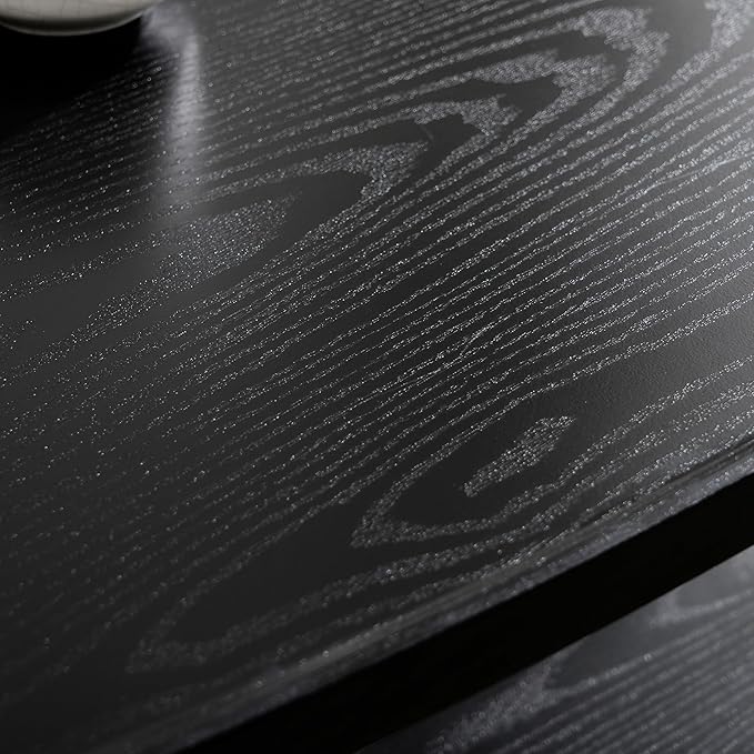 Shrine Black Oval Coffee Table, Mid-Century Modern Coffee Table, Black Walnut Wood Table for Living Room, D47''x W23.6''x H15'', Sleek Conical Metal Legs with Black Finish