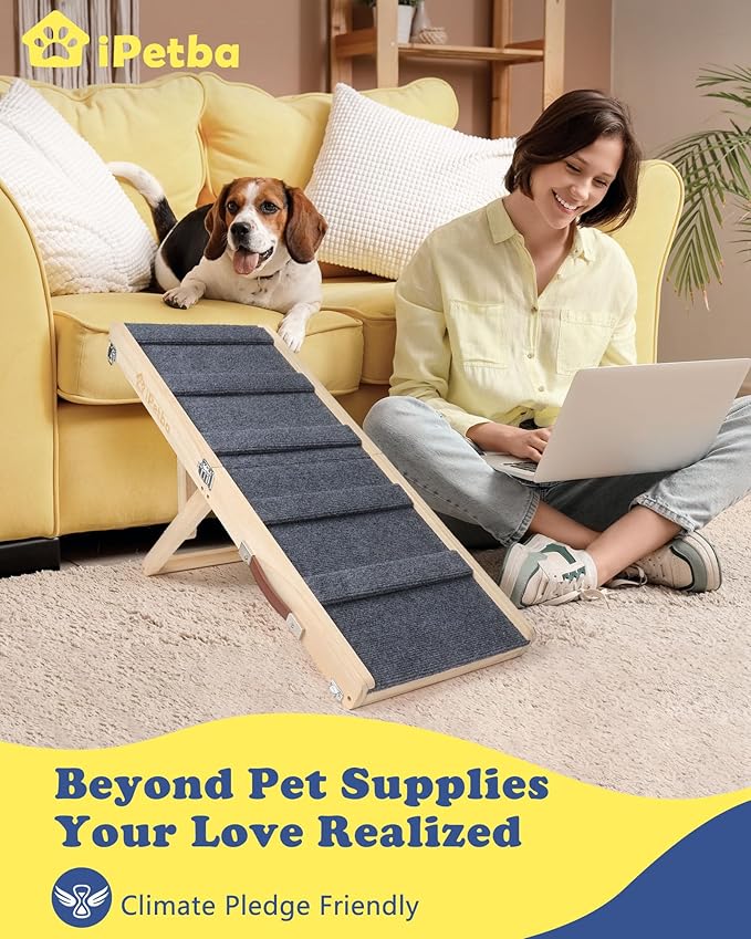 Small Dog Ramp for Bed Couch Car Folding Portable Pet Ramp for Cats Adjustable Height 21", Up to 35 lbs