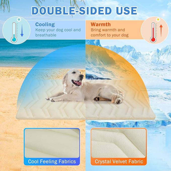 SCENEREAL Dog Cooling Mat for Crate, Thicken Self-Cooling Dog Pad Reversible (Cool & Warm), 36"x23" Pet Cool Bed for M Large XL Dogs,Kennel Sofa Mats Machine Washable, Durable Non-Toxic Gel, Outdoor
