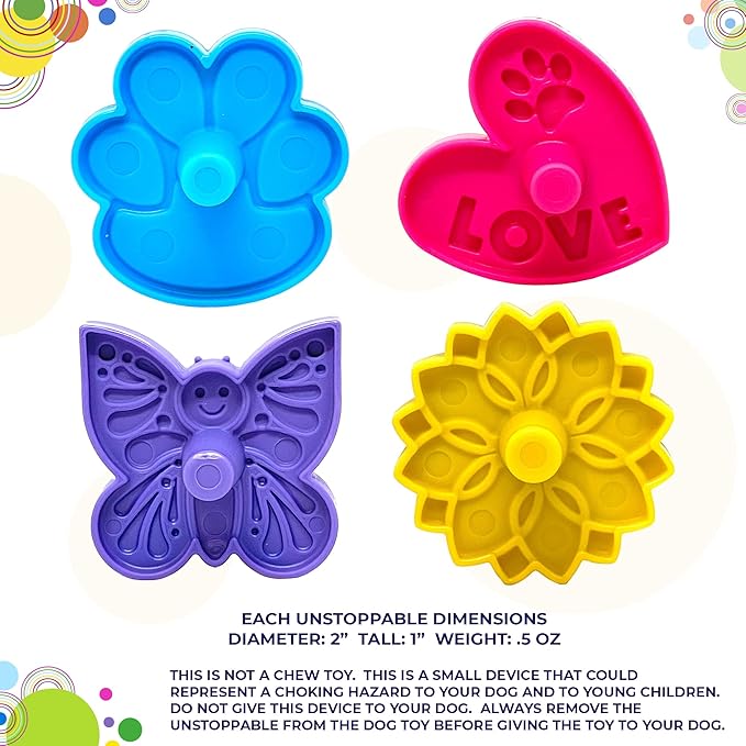 SodaPup Unstoppables – Stoppers & Stands for Treat Dispensers Made in USA from Non-Toxic, Pet Safe, Food Safe Nylon Material to Make Filling Treat Dispensers Easy & Mess-Free – 4 Pack