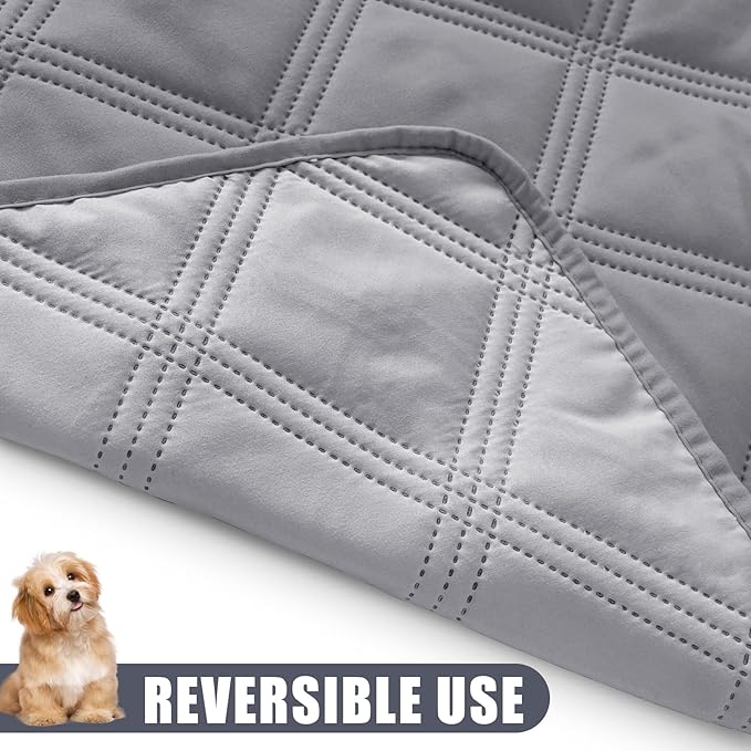 Smiry Waterproof Dog Bed Cover Blanket 82x102, Soft Reversible Pet Blanket, Washable Leakproof Cats Dogs Couch Cover for Sofa, Couch, Furniture, Grey/Light Grey