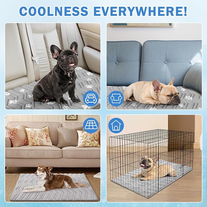 SCENEREAL Dog Cooling Mat for Crate, Thicken Self-Cooling Dog Pad Reversible (Cool & Warm), 36"x23" Pet Cool Bed for M Large XL Dogs,Kennel Sofa Mats Machine Washable, Durable Non-Toxic Gel, Outdoor