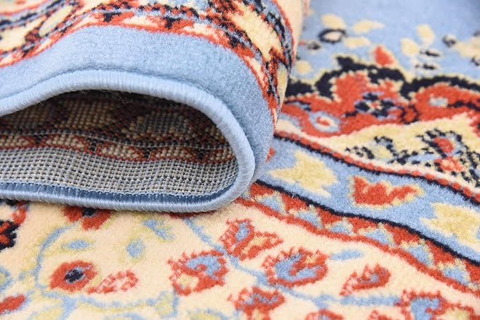 Unique Loom Reza Collection Traditional Persian Style Area Rug, 6 x 9 ft, Light Blue/Ivory