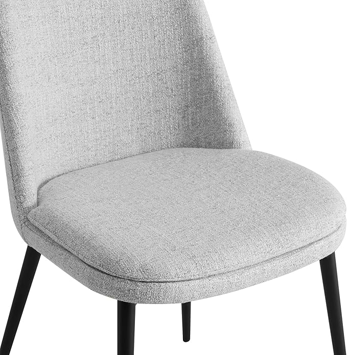 CHITA Mid-Century Padded Dining Chair, Modern Upholstered Fabric Dining Room Chair Set of 2 with Metal Legs, White