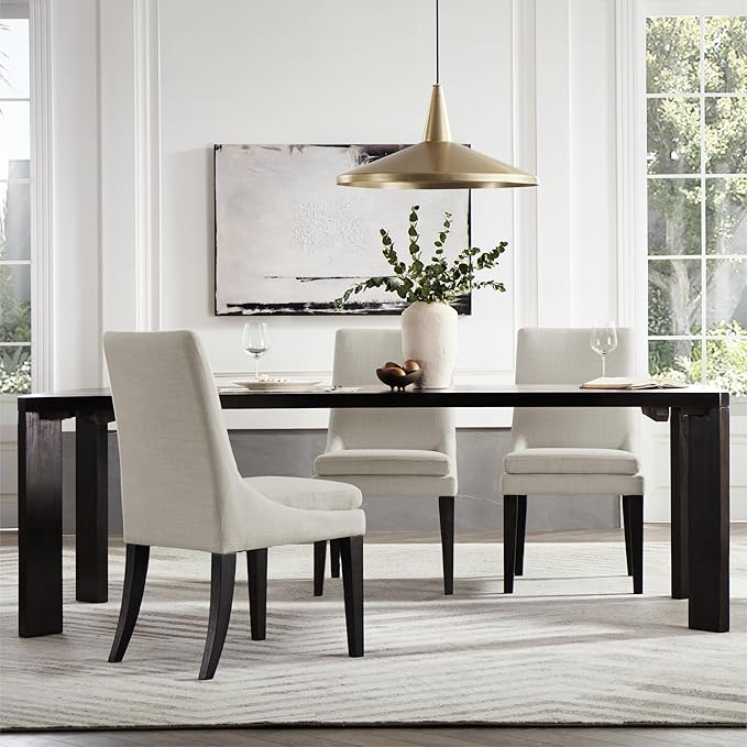 Upholstered Dining Chairs Modern Sidechair Performance Fabric High Back Armlesschair for Diningroom Kitchen,Cream,Set of 2(1 Box)