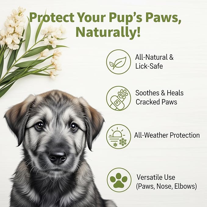 DOGGY STYLE Lick-Safe Dog Paw & Nose Balm, Plant-Based, All Natural Moisturizer to Heal Cracked Pads & Relieve Itchiness or Irritated Skin, Soothing for Hot & Dry Spots, Gentle Healing & Protection