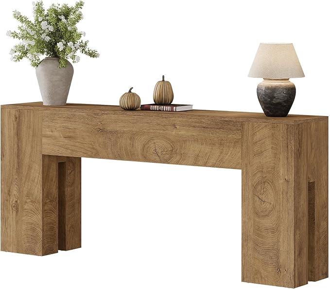 Tribesigns 71-Inch Long Console Table for Entryway, Farmhouse Sofa Console Behind Couch, Entry Table for Hallway, Foyer, Living Room, Burlywood