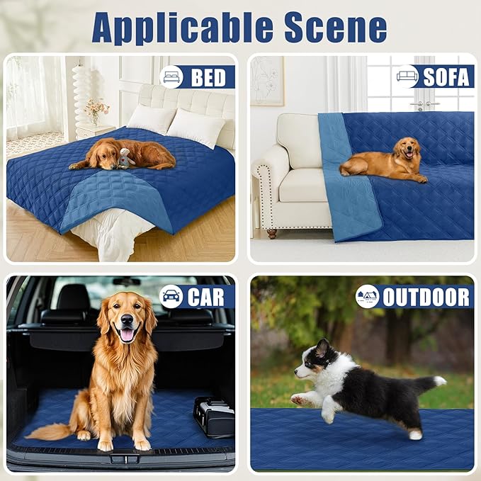 Smiry Waterproof Dog Bed Cover Blanket 30x53, Soft Reversible Pet Blanket, Washable Leakproof Cats Dogs Couch Cover for Sofa, Couch, Furniture, Navy/Blue