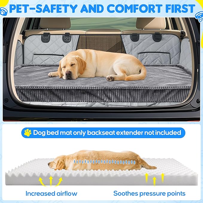 Dog Car Bed, Non-Slip Backseat Extender Pet Mat, Removable Washable Dog Bed for SUVs, Sedans & Trucks, Anti-Slip Travel Mat for Dogs, Easy Clean & Scratch-Proof & Comfort Dark GrayïŒ56"x28.7"