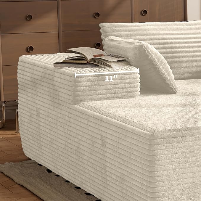 105.5" Modular Sectional Sofa L-Shape, Modular Cloud Sofa with Deep Seat for Living Room Bedroom, Upholstered Couches No Assembly Required (Beige Left Facing Chaise)