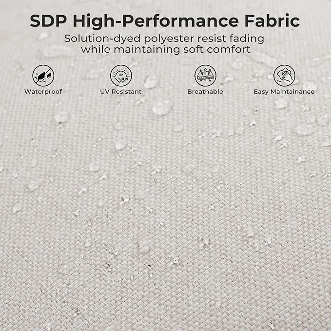 Grand patio 6-Piece Outdoor Furniture Set, 7 Seats Wicker Sofa Conversation Set with 3-Seat Couch, Thick Cushions and Coffee Table, for Backyard, Balcony, Garden (Beige)