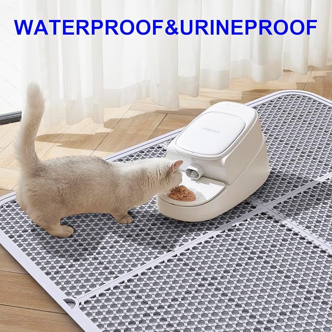 Large Cat Litter Mat, Large Kitty Litter Box Mat Waterproof Urine Proof Trapping, Easy Clean, Silicone Cat Supplies & Accessories for Indoor Pets (Grey, 32.67x24.8x0.47 in)