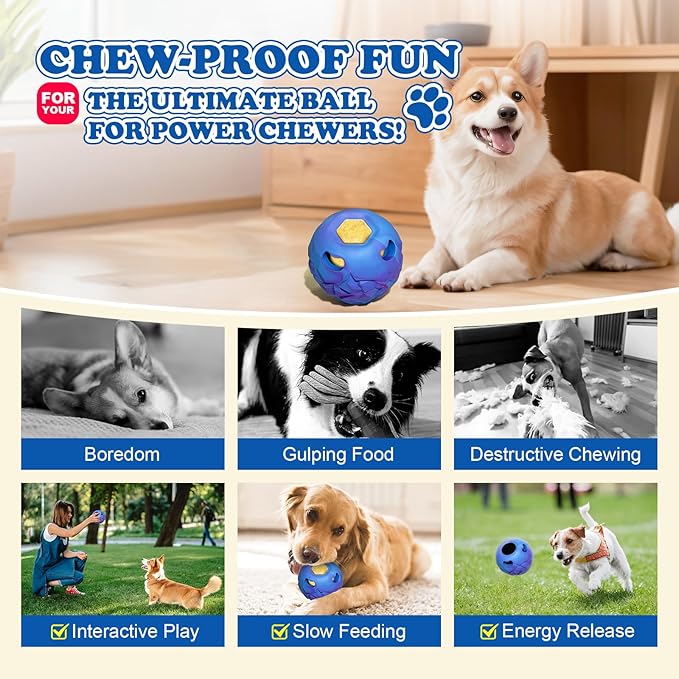 5-in-1 Dog Enrichment Toy – Bite & Brush Freeze Ball, Large Dog Toys, Interactive Chew Toy for Large Aggressive Chewers (25-85 lbs), Freezable Bone for Dogs, Homemade Treat Dispenser, Easy to Clean