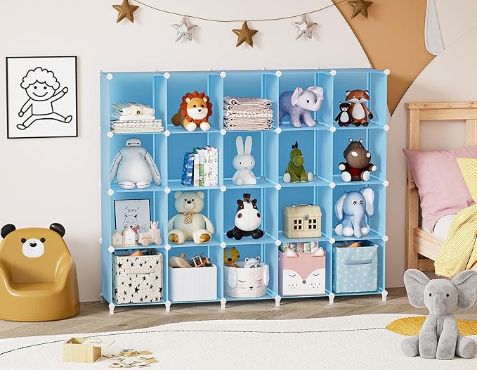 Portable Closet 6 Cube Closet Organizer and Storage Shelf Bookcase with Metal Hammer, Organizer Cabinet for Kids, Bedroom, Bathroom
