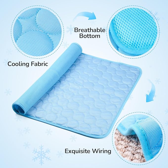 Dog Cooling Mat,2025 Upgraded Washable Pet Cooling Pad for Dogs & Cats,Keep Cool for Pets in Summer,Dog Bed for Outdoor & Home Use,24 * 20"(Blue, Medium)