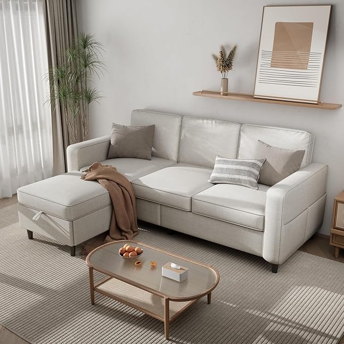 Sectional Sofa Couches for Living Room - 78''Convertible Modular Three-Seater L-Shaped Pet-Friendly Couch,Washable Sofa Cover-Bench Storage, Suitable for Small Living Room, Apartment,Office