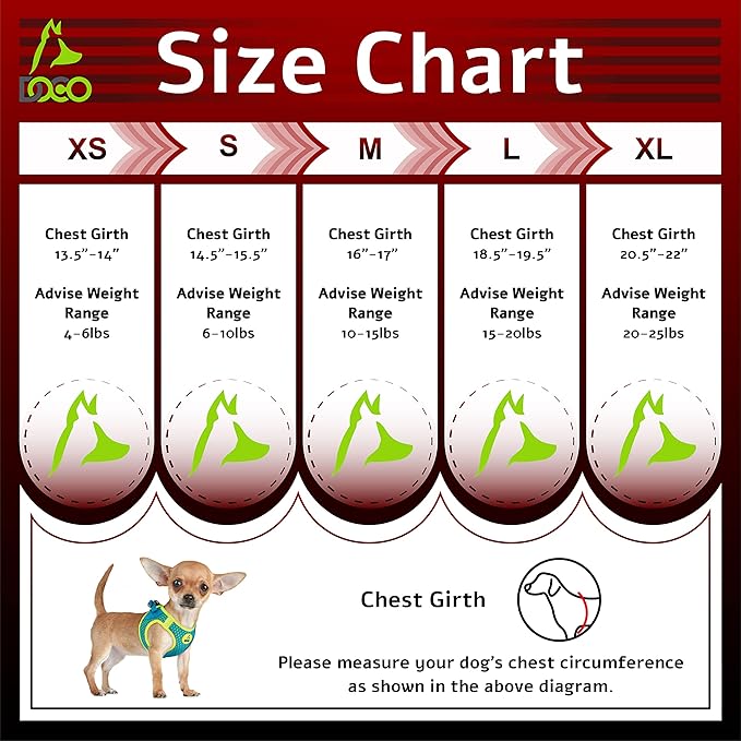 DOCO Dog Harness (Chest 14.5"-15.5", Weight 6–10 lbs) Athletica Adjustable Heavy Duty No Choke Puppy Vest for Small Dogs Lightweight Air Mesh, Reflective, Puppy Essentials – Gray, Small