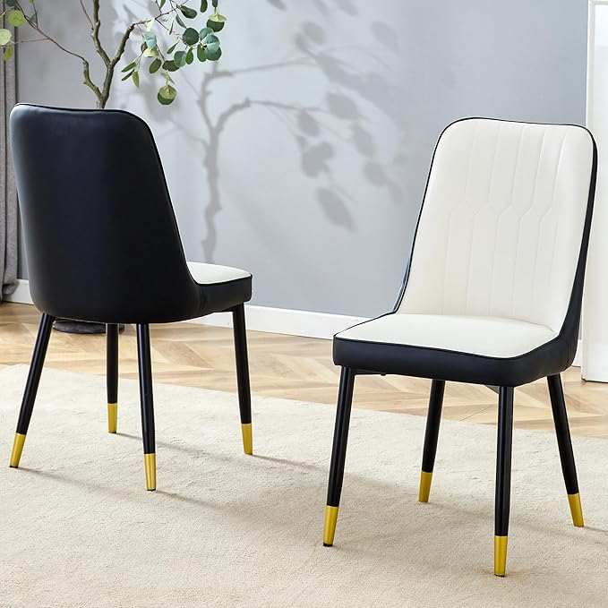 Dining Chairs Set of 6,Modern Dining Chairs, Equipped with PU Leather Backrest Cushions and Metal Legs, Suitable for Restaurants, Kitchens, and Dining Room Chairs