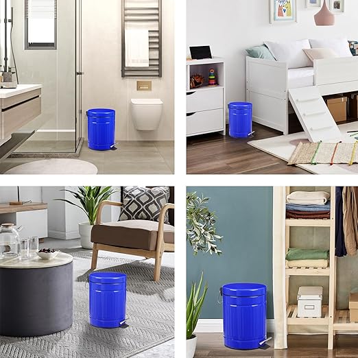 5 L Round Step Pet Trash with Lid,Mini Metal Pedal Bin,Small Garbage Can Wastebasket for Home,Car or Office