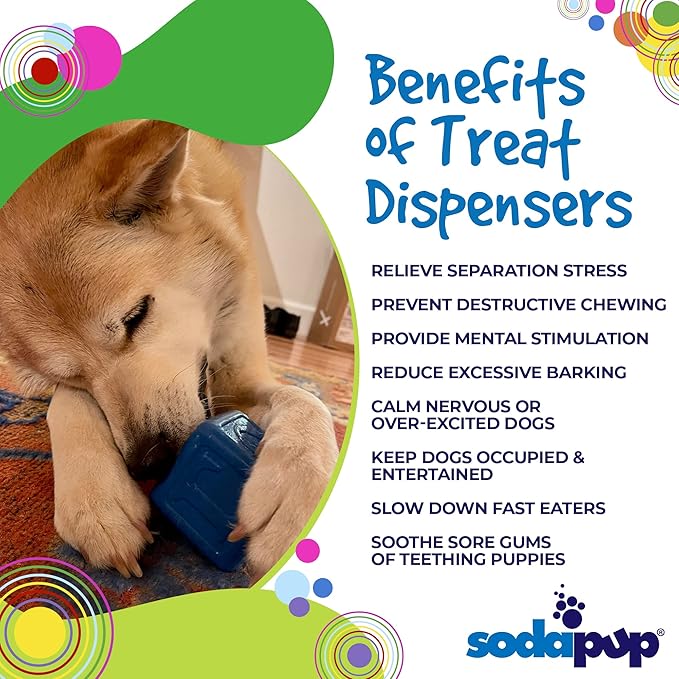 SodaPup Love Cube – Durable Dog Treat Dispenser & Chew Toy Made in USA from Non-Toxic, Pet Safe, Food Safe Natural Rubber Material for Mental Stimulation, Problem Chewing, Calming Nerves, & More