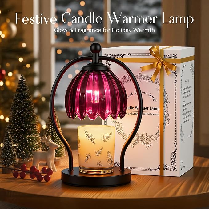 COTTHOS Candle Warmer Lamp, Dimmable Candle Warmer with Timer, Vintage Candles Wax Warmers for Jar Candles Christmas Birthday Gifts for Women Mom, Home Decor for Bedroom Living Room, Purple Black