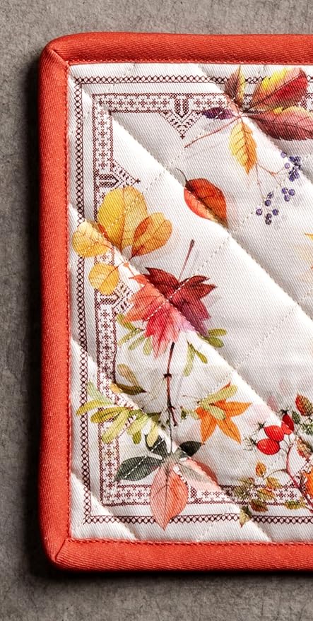 Maison d' Hermine Pot Holders 100% Cotton Heat Resistant Potholders 8" x 8" Hot Pads with Loop for Thanksgiving Christmas Decorations BBQ Cooking Baking Handling Hot Pans (Pack of 1, Amarante)