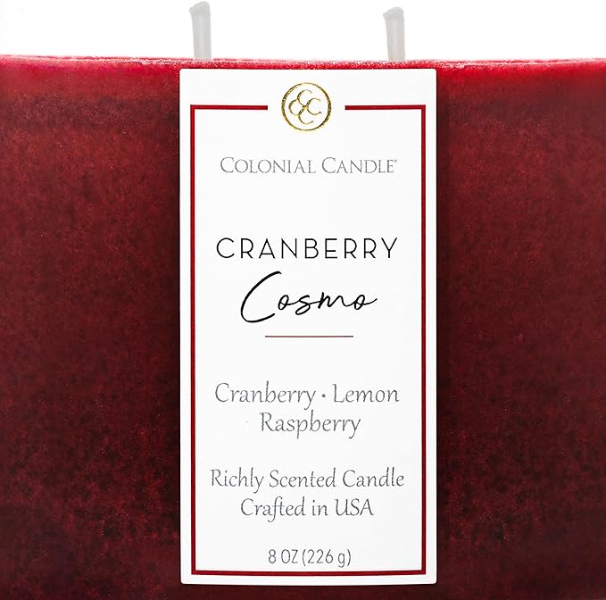 Colonial Candle Cranberry Cosmo Scented Candle Jar, Highly Fragranced Candles for Home Scented, Mottled Wax Candle, 2 Wick, 8 oz - Made in The USA