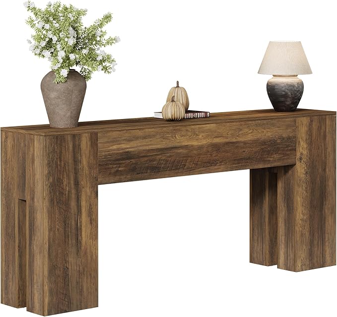 Tribesigns 71-Inch Long Console Table for Entryway, Farmhouse Sofa Console Behind Couch, Entry Table for Hallway, Foyer, Living Room, Brown