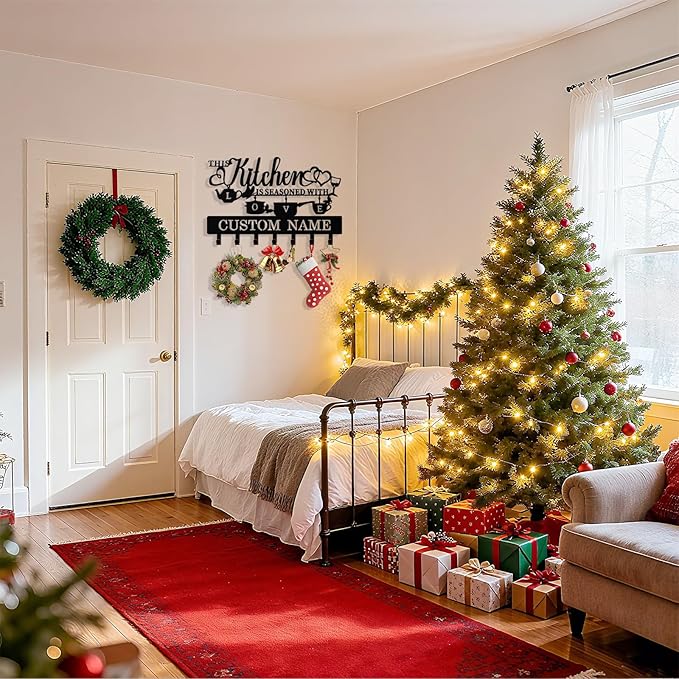 Personalized Key Holder Wall Mount, Custom Kitchen Theme Metal Keys Holder for Wall with Name, Wall Key Hanger Rack with Hooks for Entryway, Front Door, Living Room, Kitchen, Bathroom, Garden