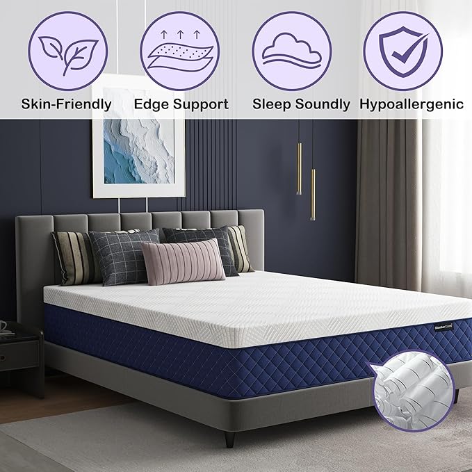 Full Mattresses, 10 Inch Hybrid Full Mattress in a Box, Memory Foam and Individual Pocket Spring Breathable Comfort for Sleep Supportive and Pressure Relief, CertiPUR-US, 54"*75"*10"
