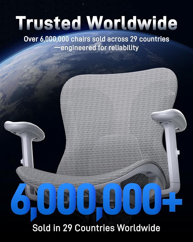 Ergonomic Office Desk Chair, Comfortable Computer Gaming Chair, Breathable Mesh Back & Seat, Adjustable Armrest, Lumbar Support, Butterfly Design for Home Office (Gray)