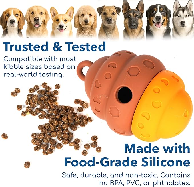 Race&Herd Dog Puzzle Toy, Dog Treat Toy for Enrichment, Treat Dispensing Toys for Mental Stimulation, Feeder Topple Toy, Food Puzzle Feeder and Dispenser for Boredom Relief