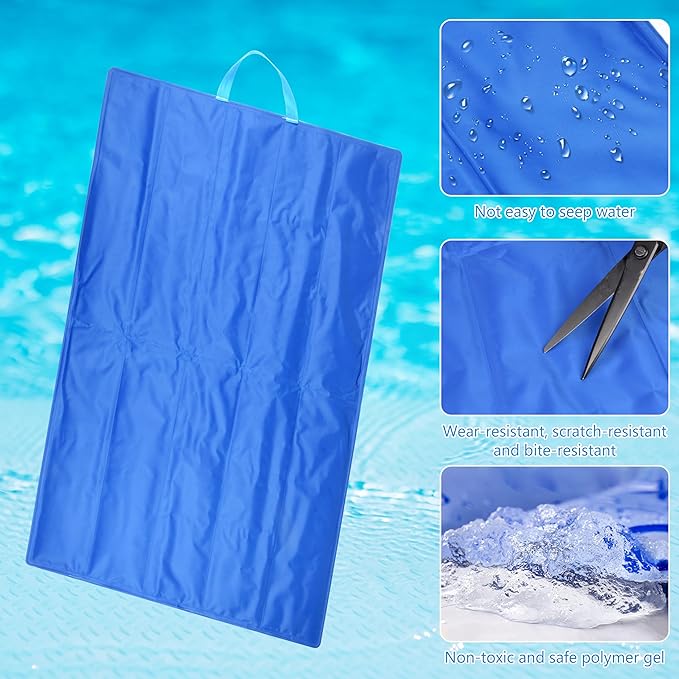 Fayoo Cooling Gel Mat for Dogs - 35.4x23.6 Inch Portable Pet Cooling Pad with Ice Silk Surface Bed for Indoor, Outdoor, Travel Includes Storage Bag (Blue)