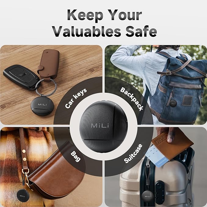LiTag - Bluetooth Tracking Tag for Android. Smart Tracker for Google Find My Device (Find Hub) App. Item Finder Locator for Keys, Luggage, Suitcase, Backpack, Purse (4 Pack)