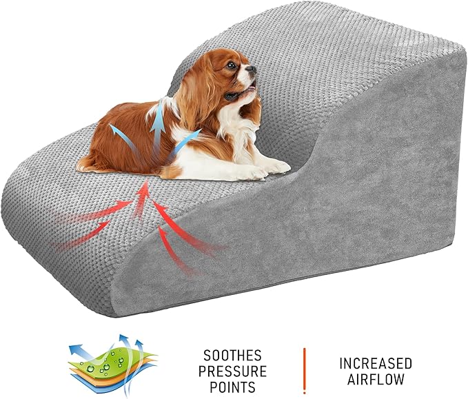 Dog Stairs for Small Dogs, High Density Foam Dog Ramp, Extra Wide Non-Slip Pet Steps for High Beds Or Couch, Soft Foam Doggie Ladder for Dogs Injured, Older Pets, Small Cats