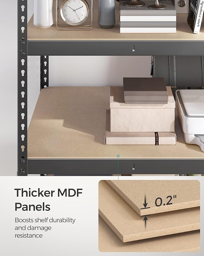 SONGMICS 5-Tier Storage Shelves, Load 2310 lb, Garage Storage, Boltless Assembly, Adjustable Shelving Unit, 23.6 x 47.2 x 70.9 Inches, for Study Shed Basement, Gray and Natural Beige UGLR600G01