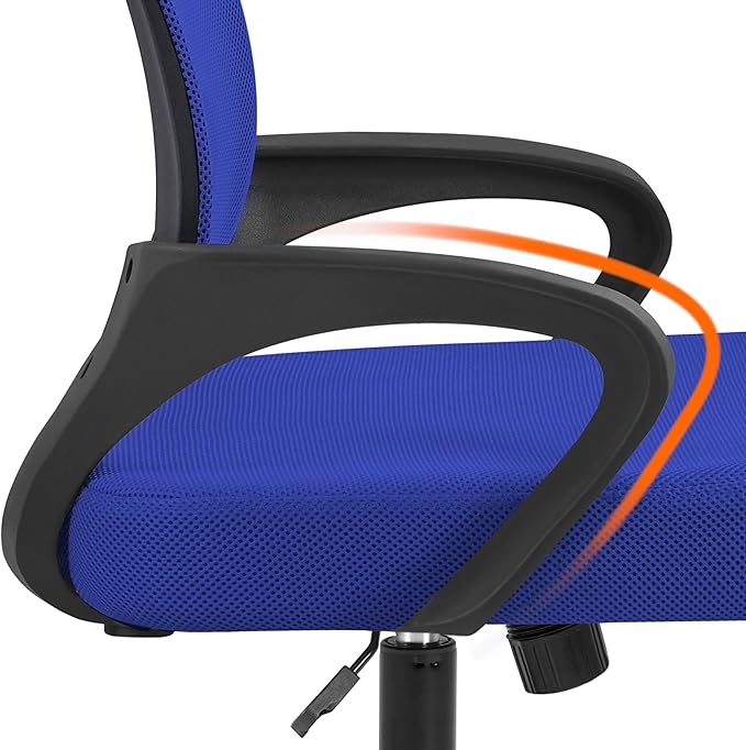 Yaheetech Mid-Back Mesh Office Chair Adjustable Ergonomic Computer Task Chair Swivel Rolling with Lumbar Support Armrest for Home Office Work Study, Blue
